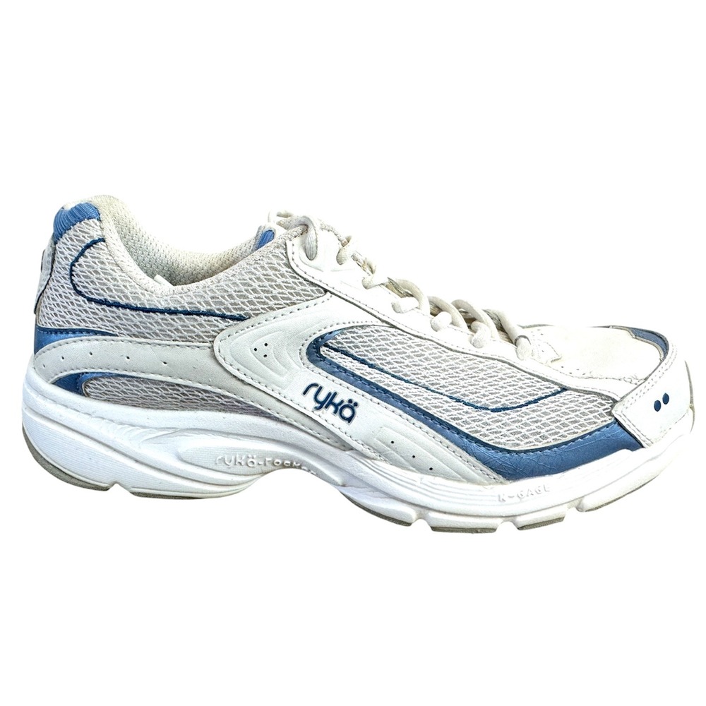 Ryka Loryka Rocker Ortho Shoes White Blue Mesh OrthoLite N-Gage Sneakers 10‎